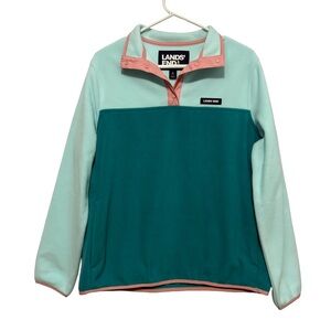 Lands' End Heritage Fleece Snap Neck Pullover Jacket Size Medium
